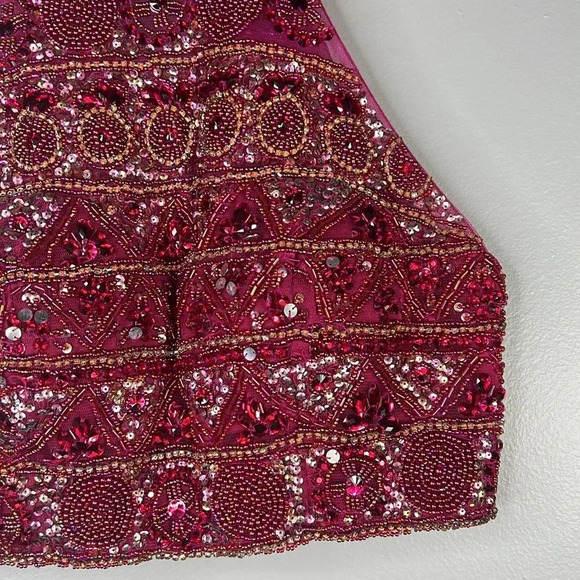 Sherri Hill Two-Piece Ruby Beaded Bodice & Organza Skirt - Size 0 - EUC - Picture 5 of 16